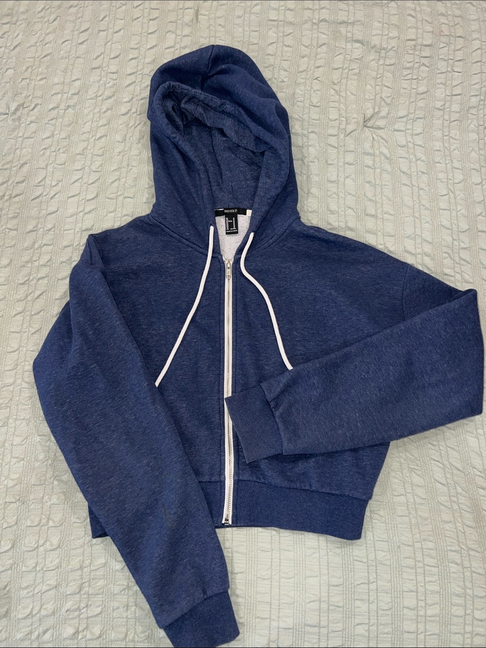 Forever 21 Navy Zip-Up crop Hoodie